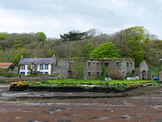 The ruins of building. Ancient architecture. The ruins of Arundel Grain Store, West Cork.The 16th Century Grain Store.