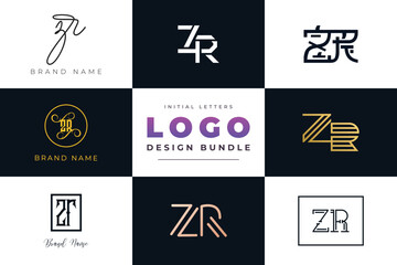 Initial letters ZR Logo Design Bundle