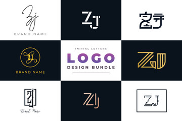 Initial letters ZJ Logo Design Bundle