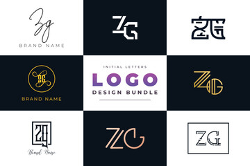 Initial letters ZG Logo Design Bundle