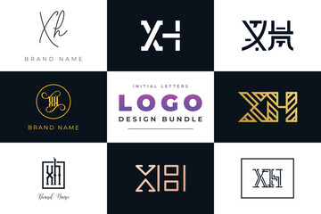 Initial letters XH Logo Design Bundle