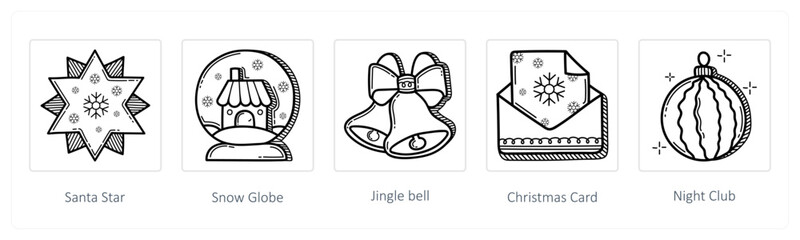 santa star, snow globe