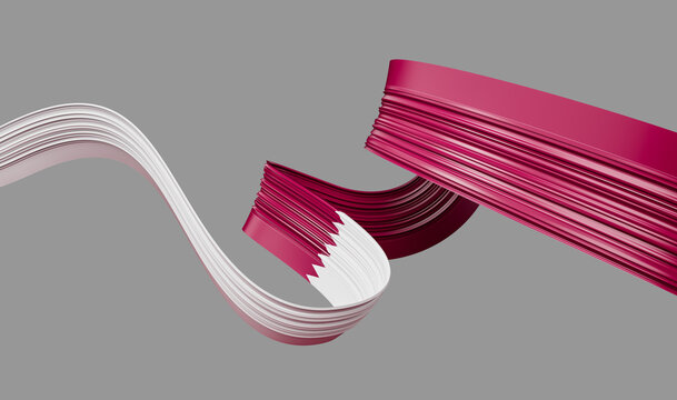 Qatar flag Ribbon 3d illustration on isolated background