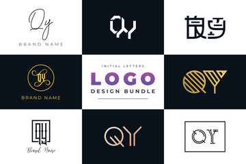 Initial letters QY Logo Design Bundle