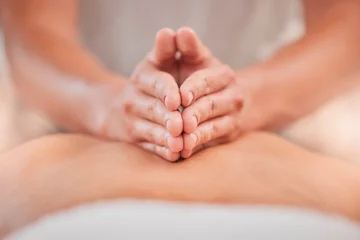 Papier Peint photo Salon de massage Back massage, hand and spa for a massage therapist for zen body care and beauty, health or wellness. Massueuse, physical therapy and stress relief with tranquil treatment for relaxation and wellbeing