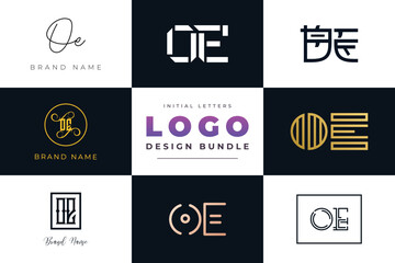 Initial letters OE Logo Design Bundle