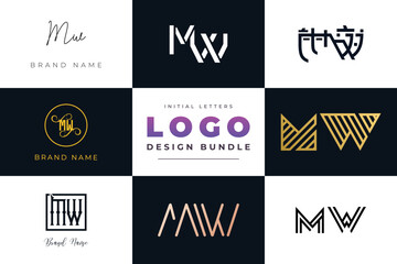 Initial letters MW Logo Design Bundle