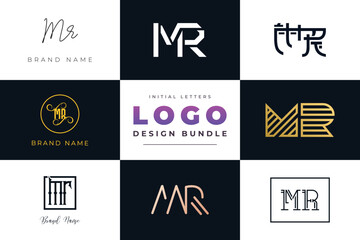 Initial letters MR Logo Design Bundle