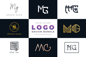 Initial letters MG Logo Design Bundle