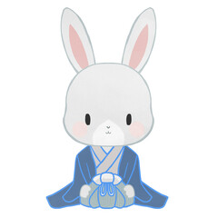 着物を着るうさぎの男の子