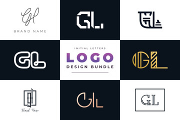 Initial letters GL Logo Design Bundle
