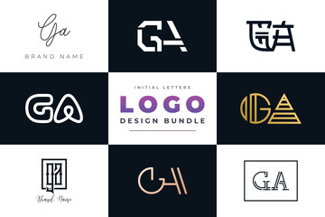 Initial letters GA Logo Design Bundle - obrazy, fototapety, plakaty