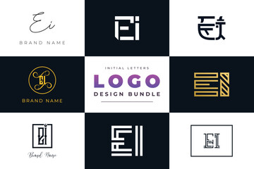 Initial letters EI Logo Design Bundle