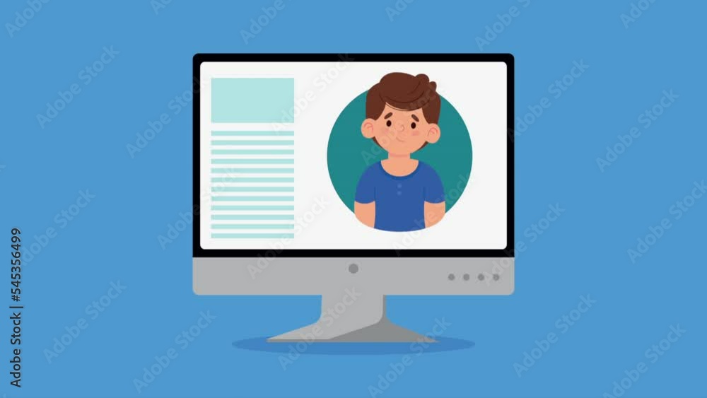 Poster desktop with man smiling animation