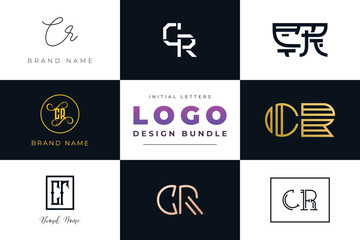 Initial letters CR Logo Design Bundle