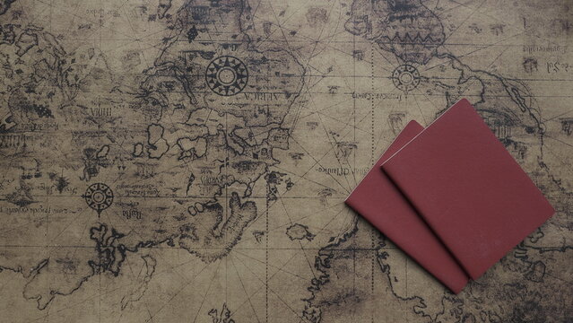 passport with world map travel concept