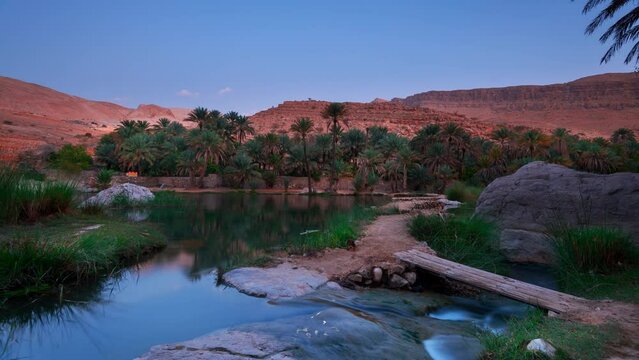 4k time lapse water flow in Khalid Bani wadi, Oman.