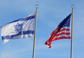 flag of united states of america and flag of israel together