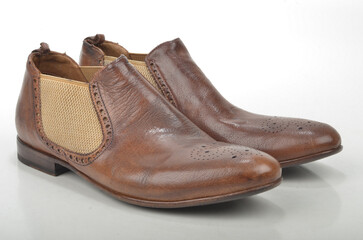 brown leather boots isolated