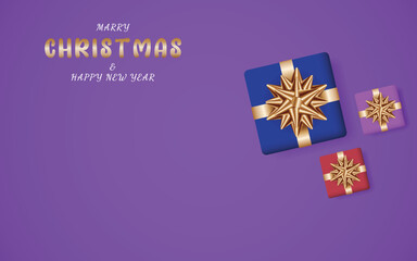 Merry Christmas background with 3D Xmas Gift Box concept. can be used for banners, business, sales and more. Vector Illustration