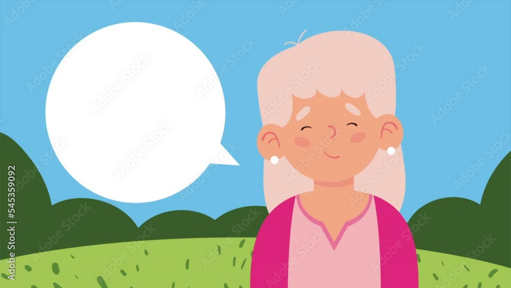 Canvas Prints old woman happy character animation