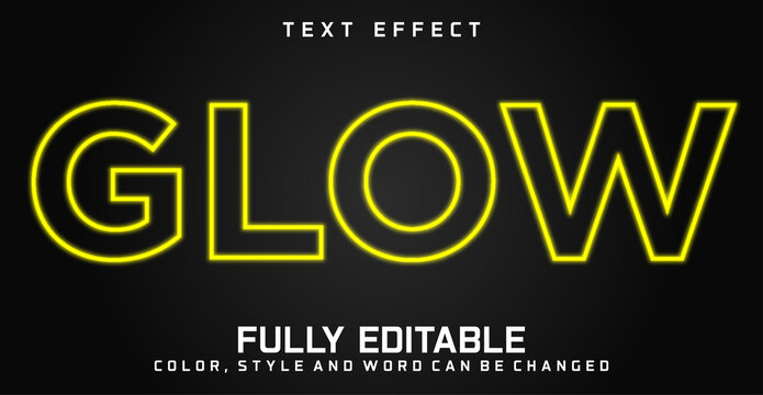 Glowing Glow text neon light, Editable Style text effect