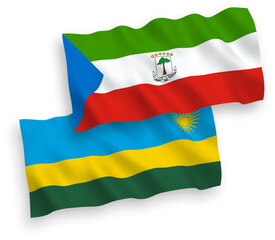 Flags of Republic of Rwanda and Republic of Equatorial Guinea on a white background