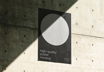 Shadow Glued Outdoor Poster on Wall Mockup