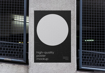 Concrete Wall Outdoor Advertising Poster Mockup