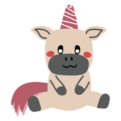 Unicorn Hand Drawn Childish Cartoon illustration