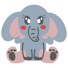 Cute Elephant Hand Drawn Childish Vector illustration