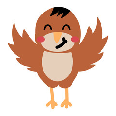 Cute Bird hand Drawn Childish Vector