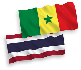 Obraz premium Flags of Republic of Senegal and Thailand on a white background