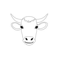 Cow's head. Icon, drawing of a cow's head. An agricultural animal illustration.