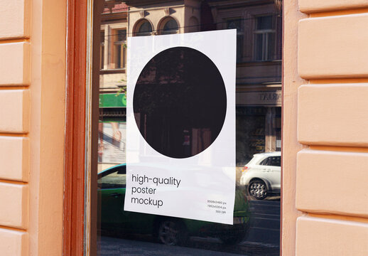 Entrance Glued Outdoor Posters on Wall Mockup