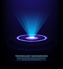 Abstract hologram technology.Vector illustration.Circle portals, teleport. hologram futuristic circle elements.GUI, UI virtual reality projector EP.1