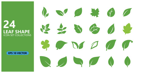 24 sets of leaf icons. EP10 Style vector. Leaf symbols that can be used for logos, medical, pharmaceutical, health, botanical and nature icons. Editable graphic design elements