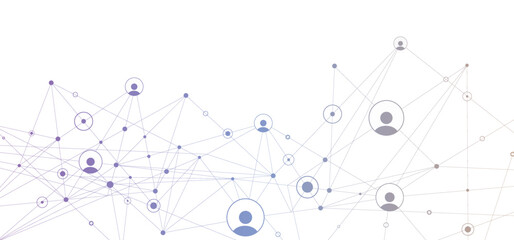 Network background. Connections with points, lines, and people icons. Vector technology background