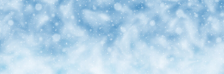 Winter sky, blizzard and snowfall, panoramic view