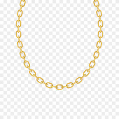 Gold chain isolated. Vector necklace illustration.