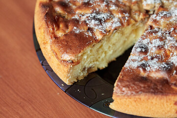 Homemade apple pie on a brown background