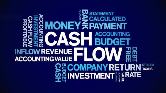 Cash Flow animated tag word cloud;text design animation kinetic typography seamless loop.