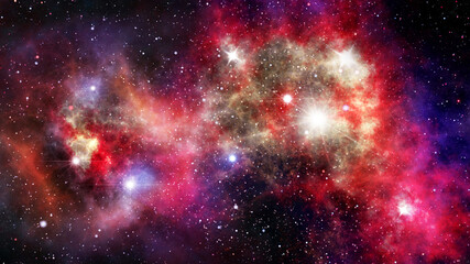 Obraz premium Cosmic background with nebulas and stars, beautiful picture of the universe with galaxies, cosmic nebulae and stars, science fiction 3D illustration.