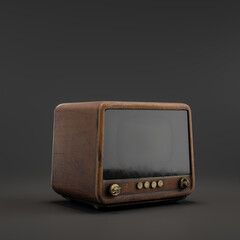 Neptun TV Set from the house of Szymon Kluger. Vintage television. from side view, 3d Rendering - obrazy, fototapety, plakaty