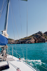 View from the yacht. Sailing the sea.