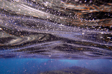 Underwater blue textured sea background