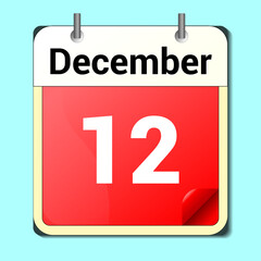 calendar vector drawing, date December 12 on the page