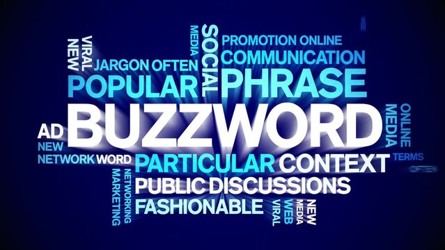 Buzzword animated tag word cloud;text design animation kinetic typography seamless loop.