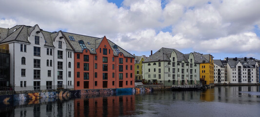 Fototapeta premium Colorful buildings in Alesund, Norway
