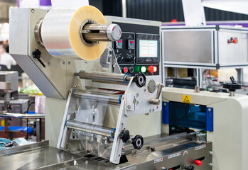 Transparent plastic stretch film sheet roll on automatic wrapping or packing machine for goods or product etc. in industrial